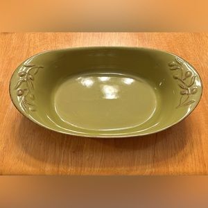 Cerutil Stoneware Oval Baking Casserole Dish Green Color Made in Portugal 8"x14”